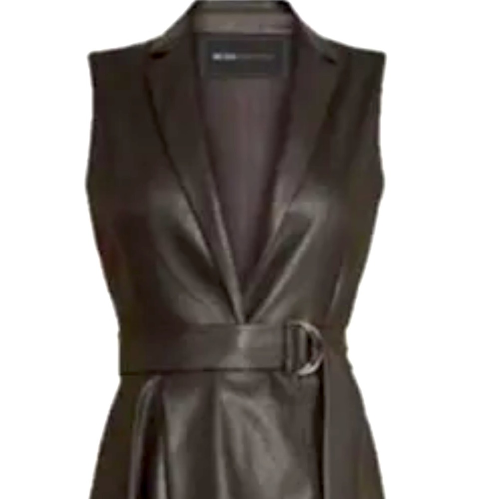 A show piece! Long faux BCBGMaxazria Vest
